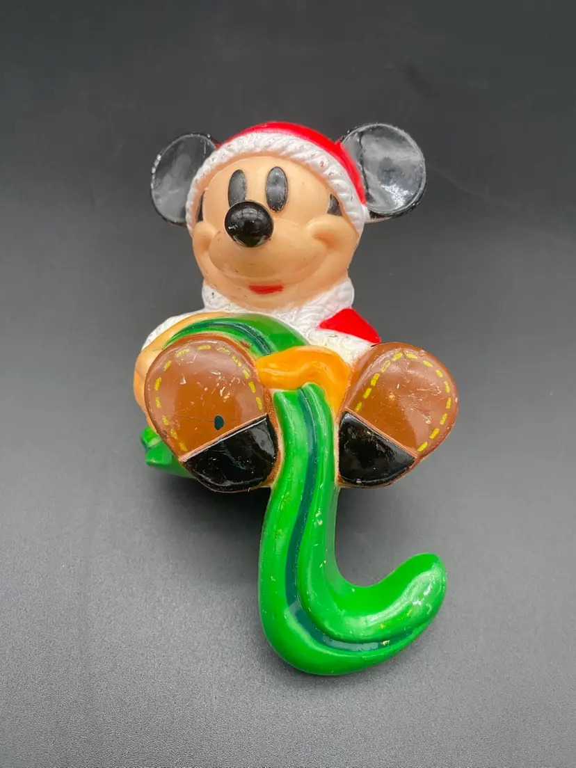Disney Mickey Mouse Santa Vintage Plastic Stocking Hanger