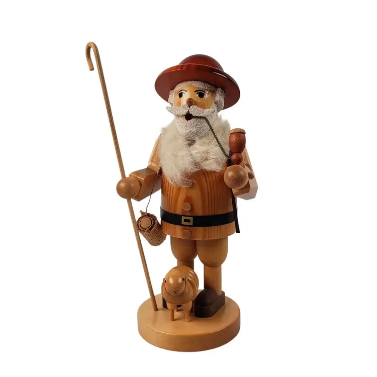 Vintage Seiffen Erzgebirge Incense Smoker Large 9 3/4" Shepherd Handmade in Germany