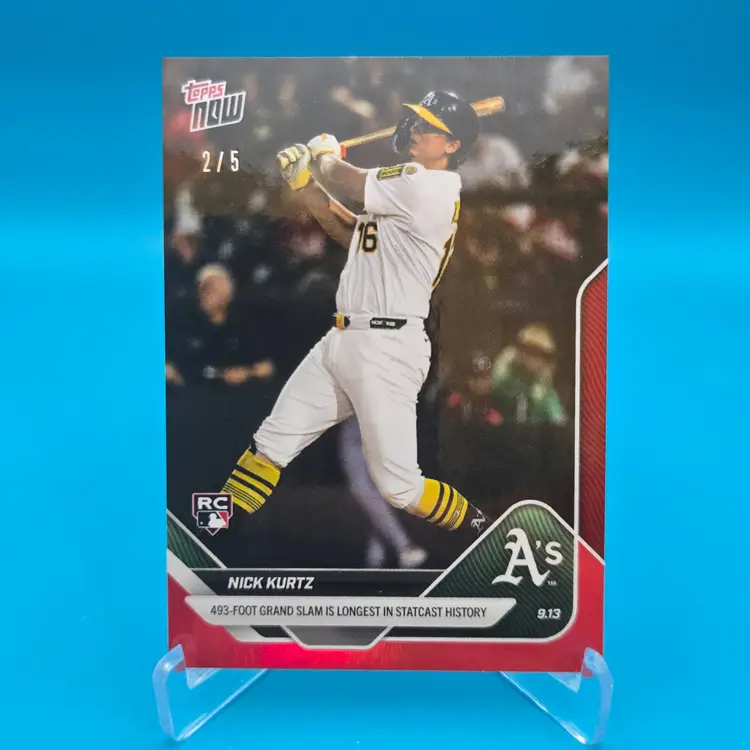 Nick Kurtz 2025 MLB Topps Now RC Card 493' Grand Slam Red Parallel 2/5 Oakland Athletics