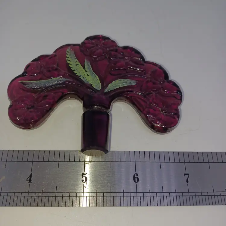 Vintage Fenton Cranberry Glass Perfume Stopper Hand Painted
