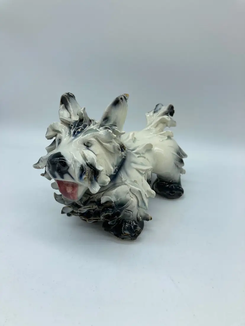 PAUL'S Italy Glazed Pottery Dog Figurine Schnauzer Scottie, 117A