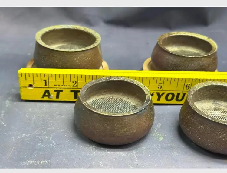 Vintage Rare Asian Pottery Lot Of 4 Bonsai Succulent Small Planters Drain Hole
