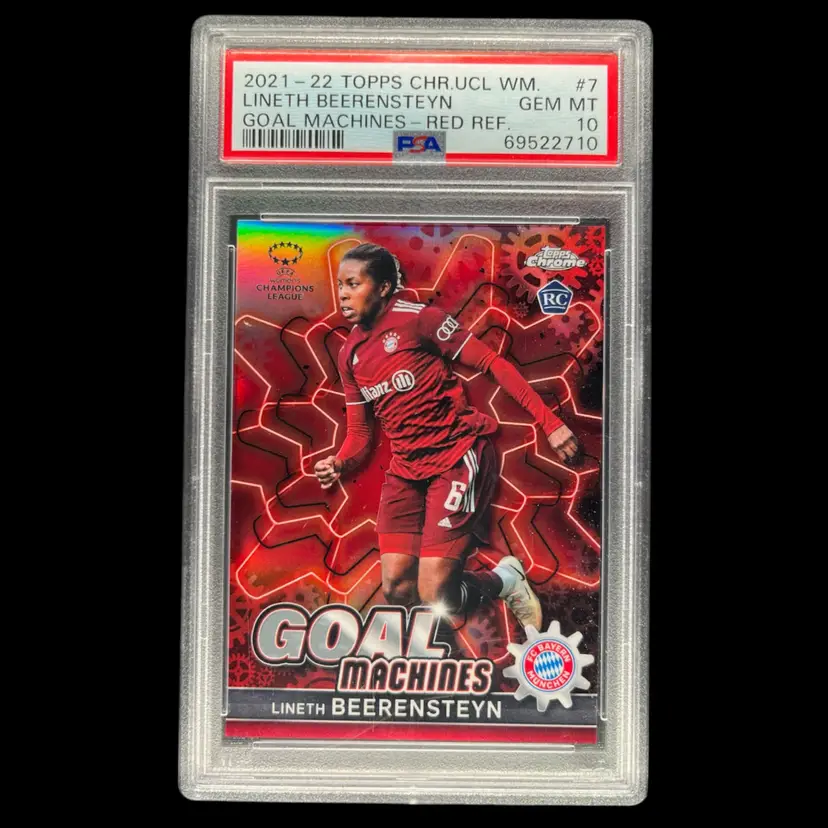 Lineth Beerensteyn 2021/22 Topps Chrome UWCL Goal Machines Red /5 PSA 10 Bayern Soccer Card