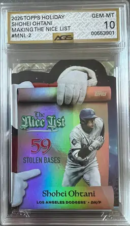Shohei Ohtani 2025 Topps Holiday Nice List GEM MT 10