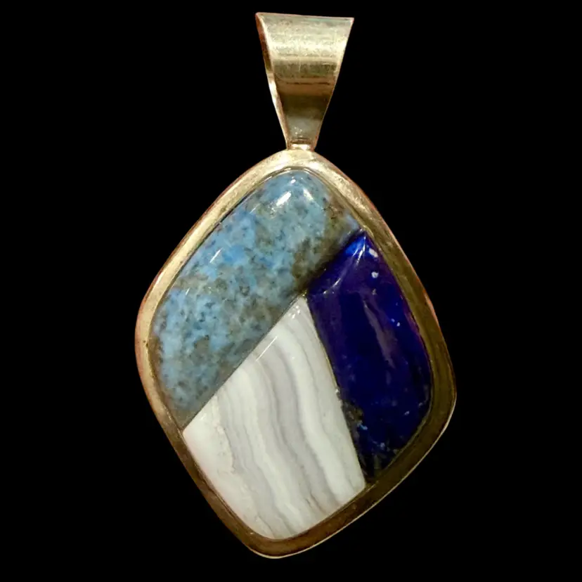 Designer Mine Finds By Jay King DTR Sterling Silver Lapis Denim Lapis Sodalite Pendant 2.69”, 27.1g