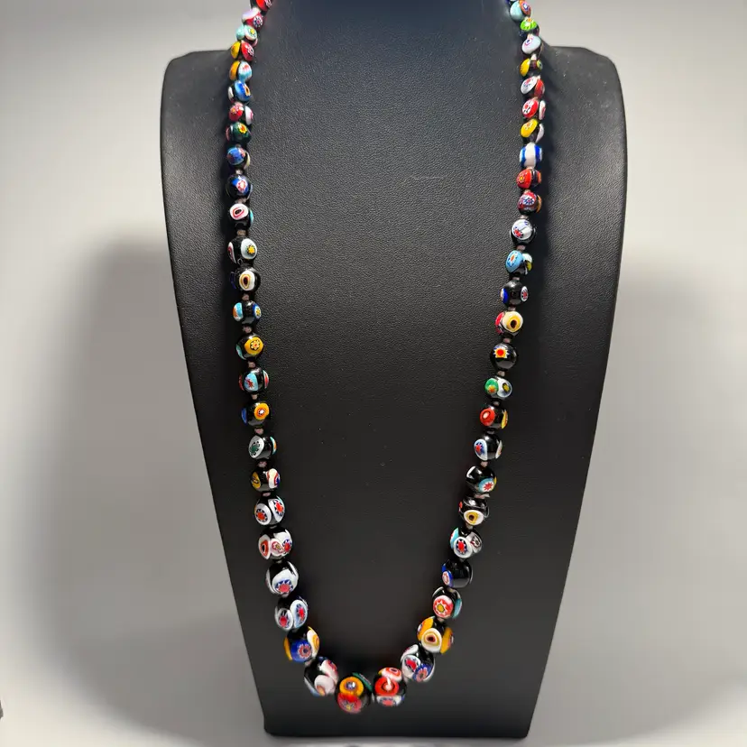 24” Graduate Italian Millefiori Glass Bead Necklace