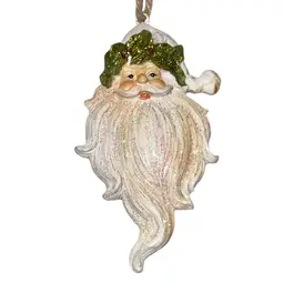 Glitter Santa Ornament 6”