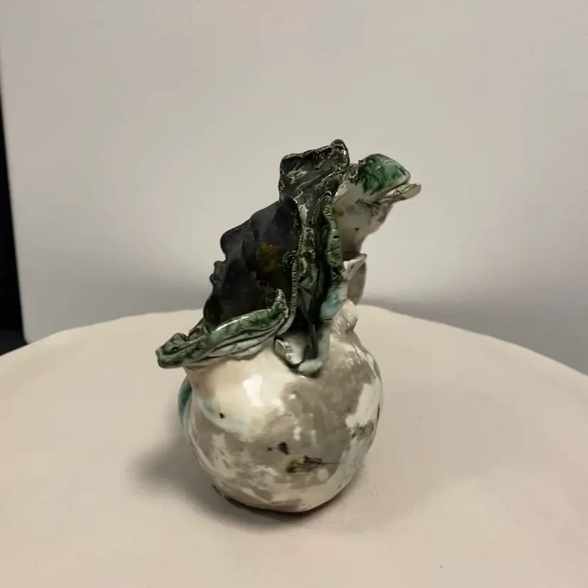 #2212 Handmade Raku Pottery Portrait Bust Art Piece Planter