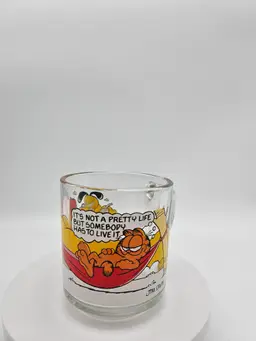 Vintage 1978 - Garfield Odie McDonalds Clear Glass Coffee Mug Cup - Jim Davis