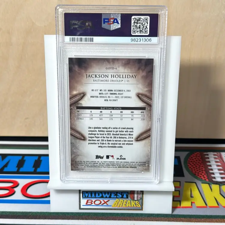 Jackson Holliday #GOTD 057/150 Mini Diamonds Gladiators Of The Diamond 2024 Bowman Baltimore Orioles