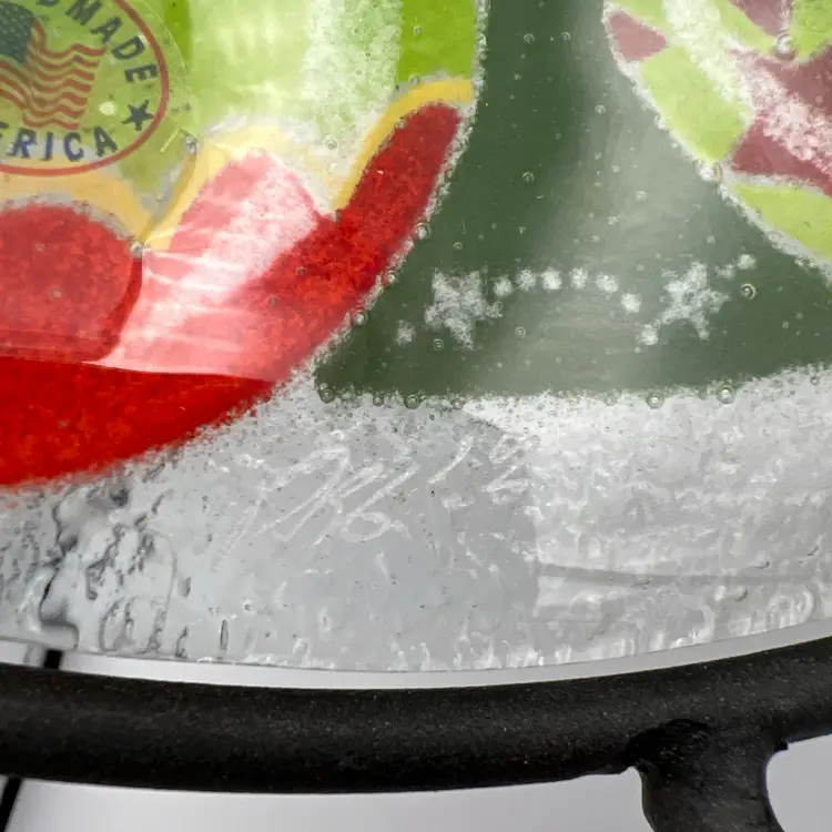 Peggy Karr Christmas Platter Ornaments 11"  Fused Art Glass Signed Stand Not Included