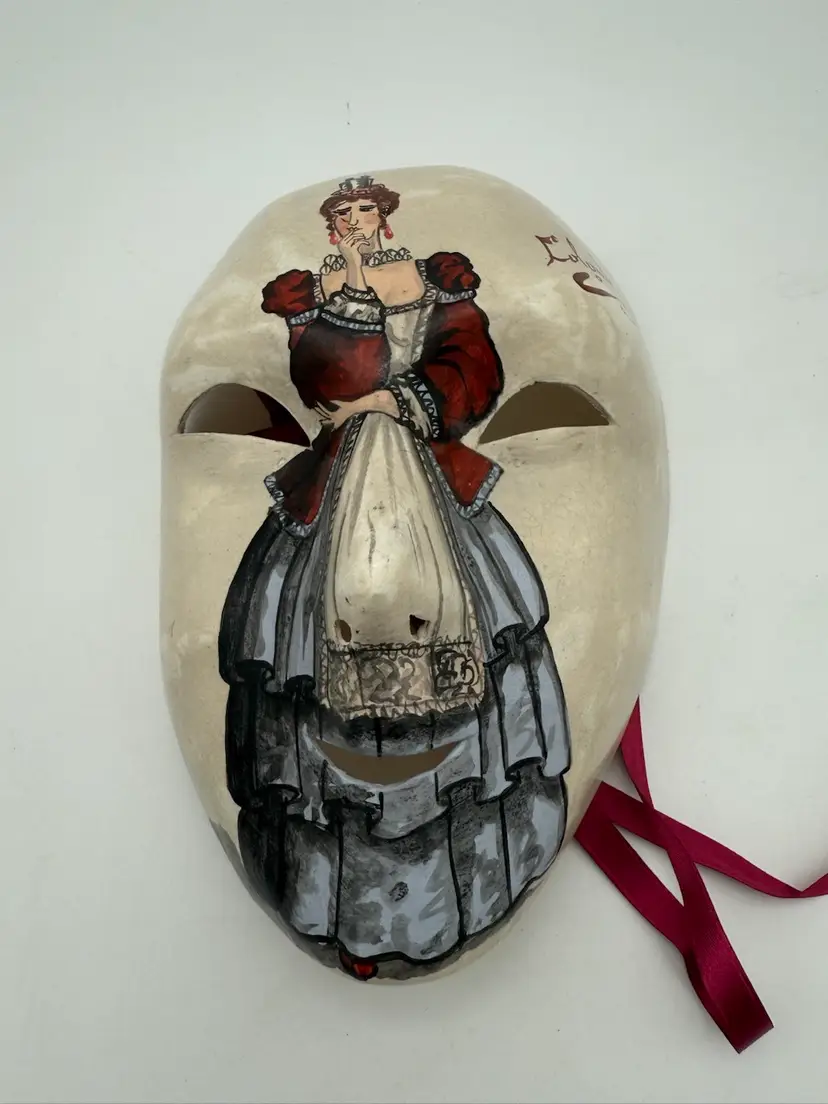 Venetian Mask Tragicomica Costume Store Venice Italy Paper Mache Lady In Dress