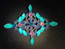 Vintage UV Reactive Brooch 2 1/2” X 2”