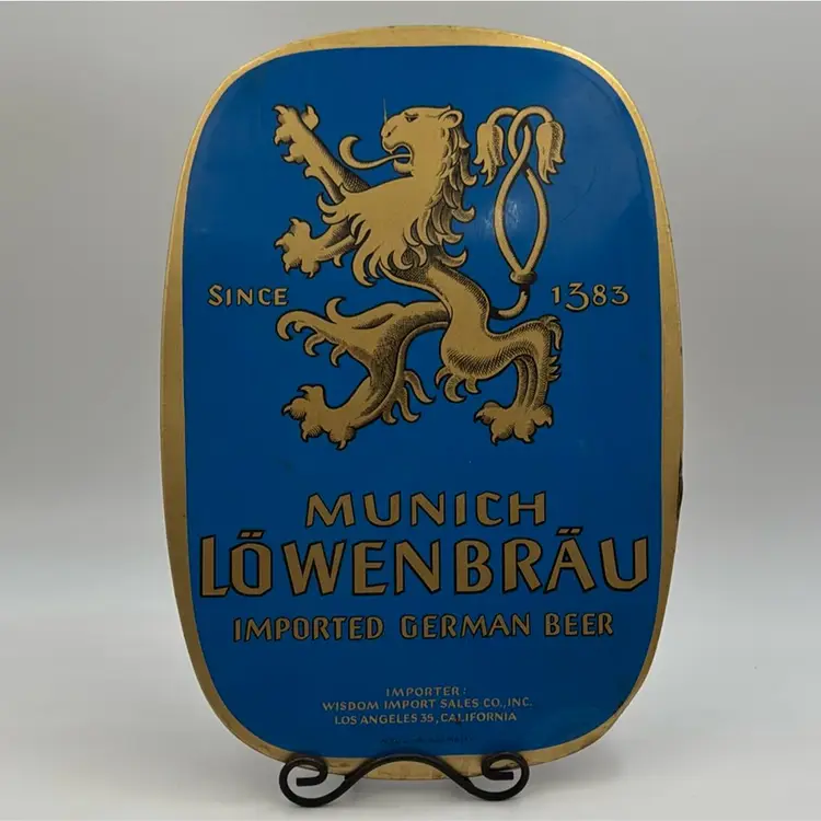 #01 Vintage Munich Lowenbrau imported German beer advertising sign