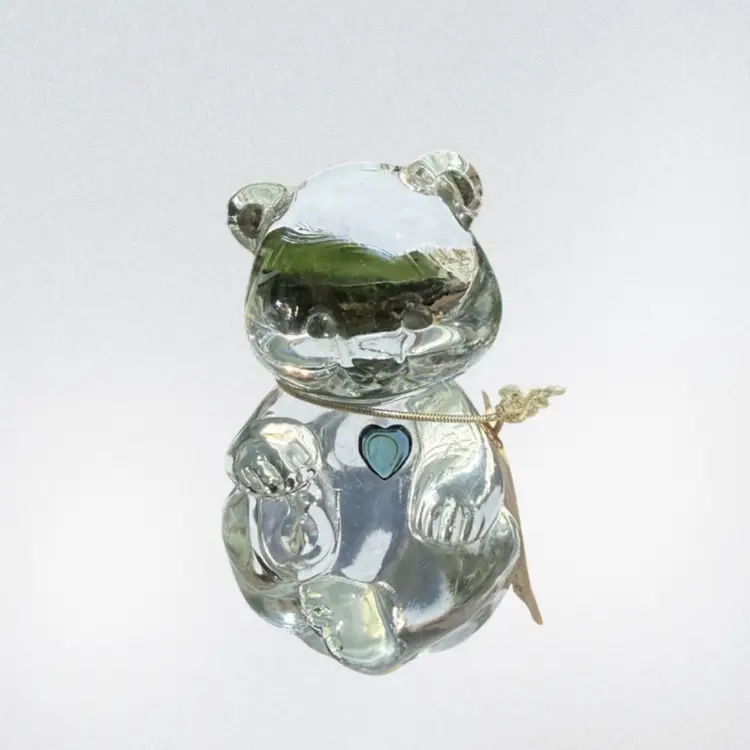 Vintage Fenton Glass December Birthday Bear Paperweight With Original Tag And Partial Sticker