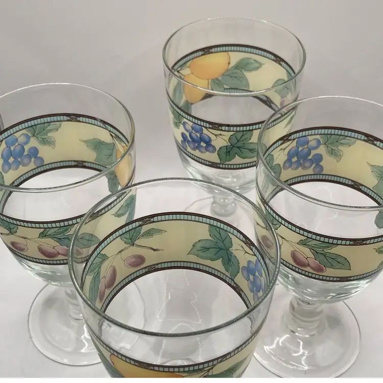 Mikasa Intaglio Garden Harvest 14 ounce Glass Goblet, Set Of Four