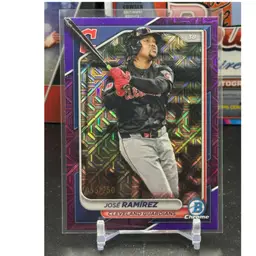 Jose Ramirez 2024 Bowman Chrome Purple Mojo Refractor 55/250 Cleveland Guardians Baseball Card
