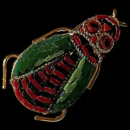 Micro Mosaic Signed Bug Brooch 1.25”