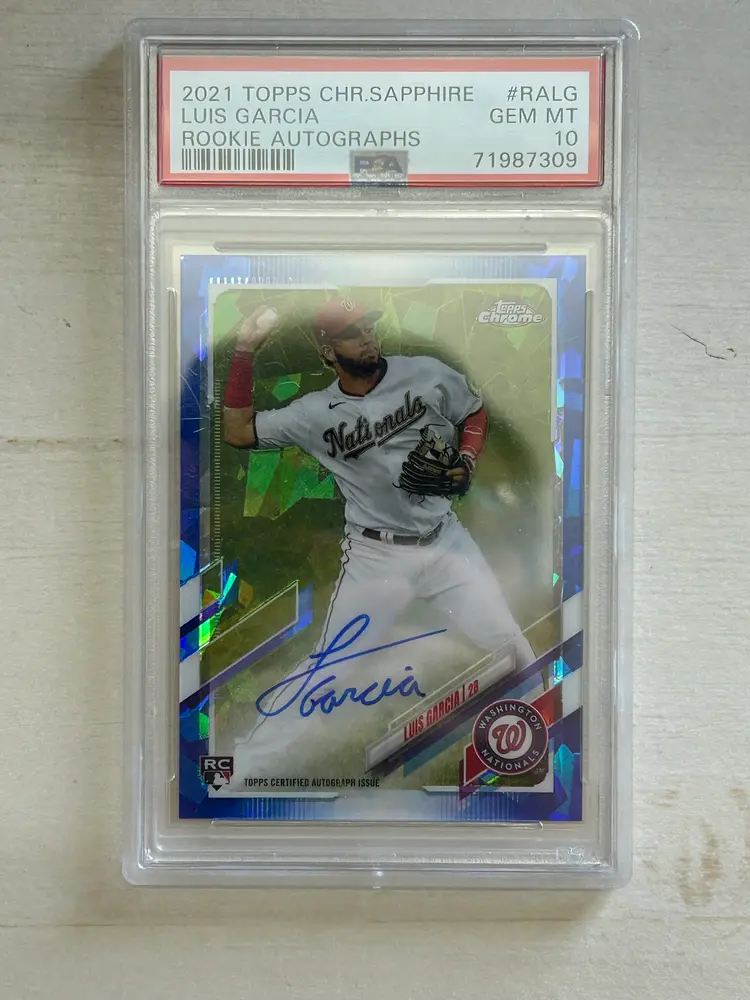 Luis Garcia Washington Nationals 2021 Topps Chrome Sapphire Rookie Auto PSA 10