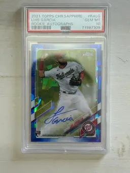 Luis Garcia Washington Nationals 2021 Topps Chrome Sapphire Rookie Auto PSA 10