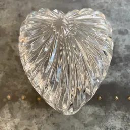 Vintage Heart Shaped Trinket Box Heavy Glass