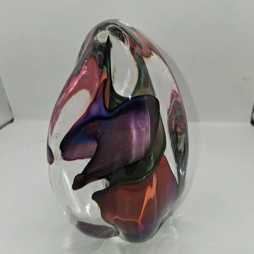 Vintage Amazing Bruce Freund, Magnum Abstract Multi-Color Paperweight Sculpture