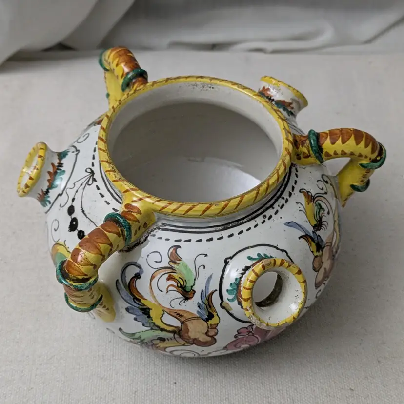 Antique Italian Majolica Tulipiere Bulb Pot