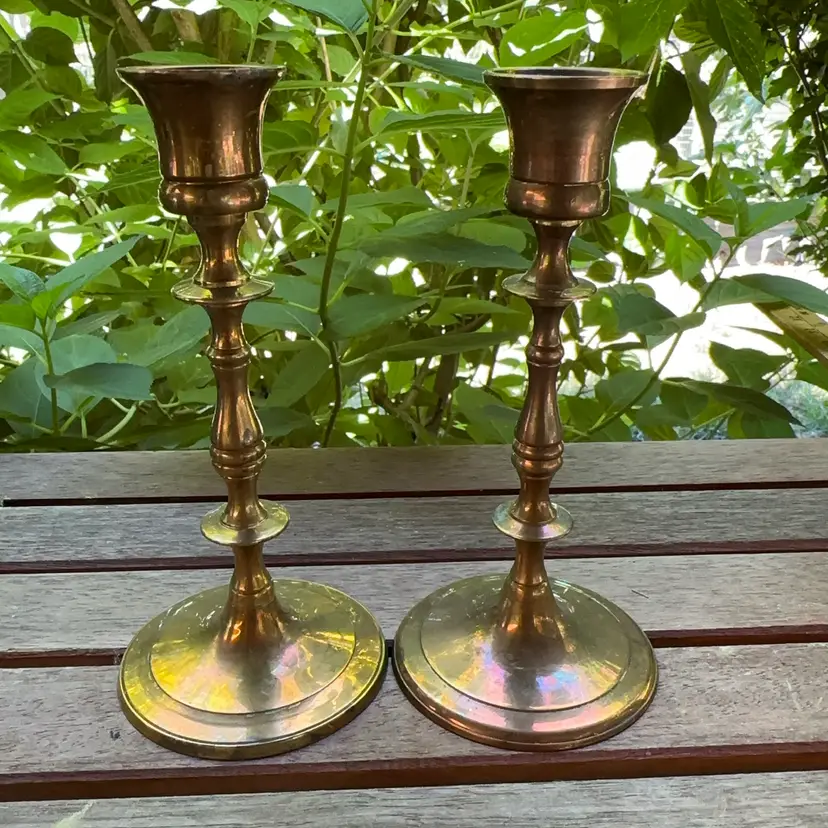 Pair Brass Candlestick Holders