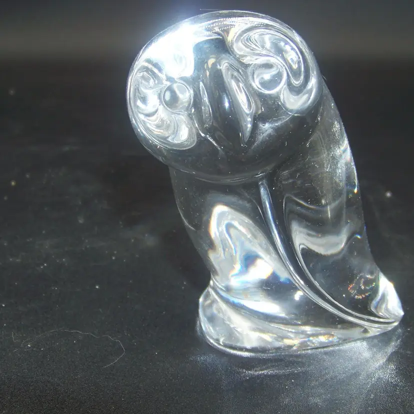 Atlantis lead crystal owl paperweight