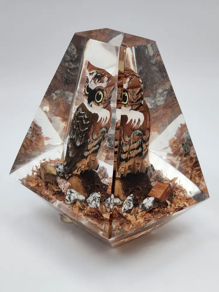 Owl Acrylic Natural Elements Hand Carved