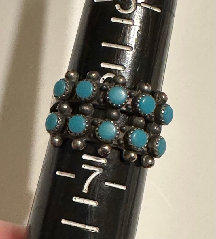 Native American Zuni Sterling Silver & Turquoise Ring Sz 6.25