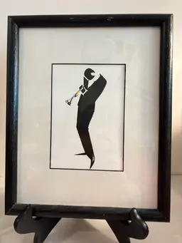 Michel Canetti jazz musician silhouette print in matted frame.