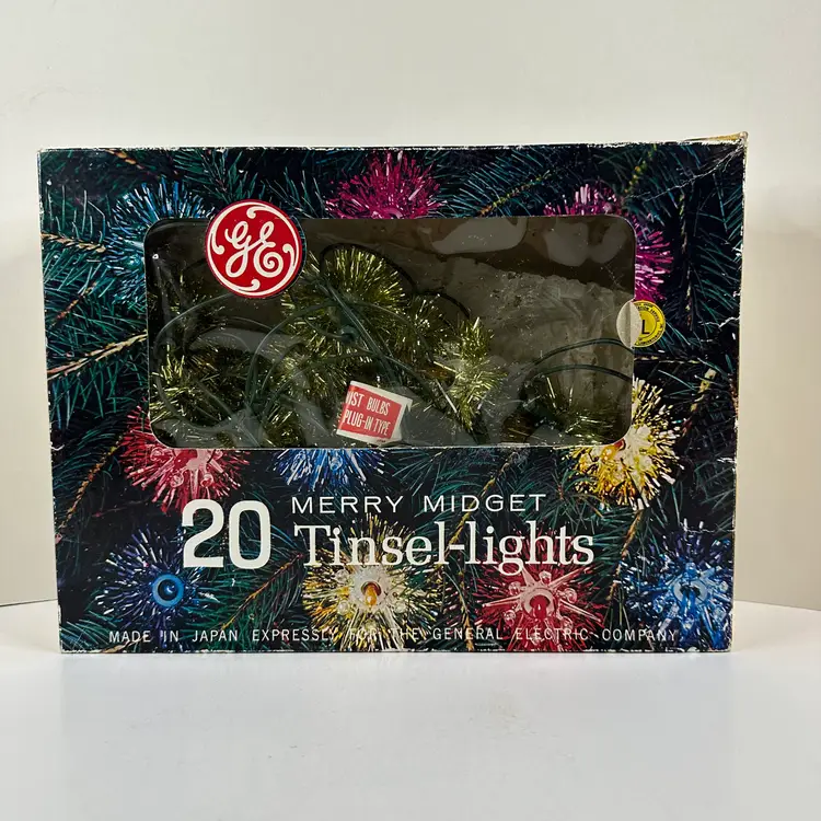 Vintage GE 20 Merry Midget Tinsel Lights, Christmas Decor, One Bulb Burned Out