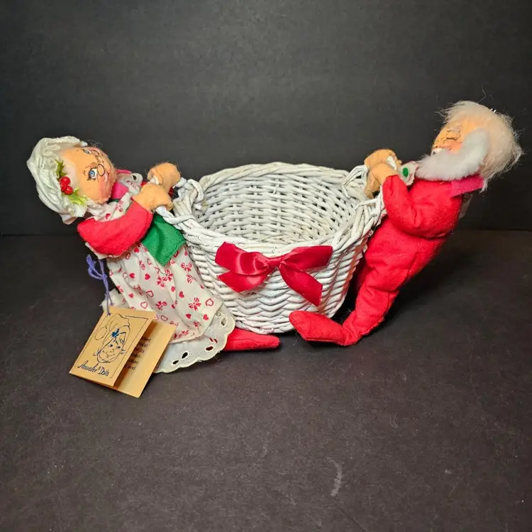 Analee Dolls Santa and Mrs Claus Holding White Basket