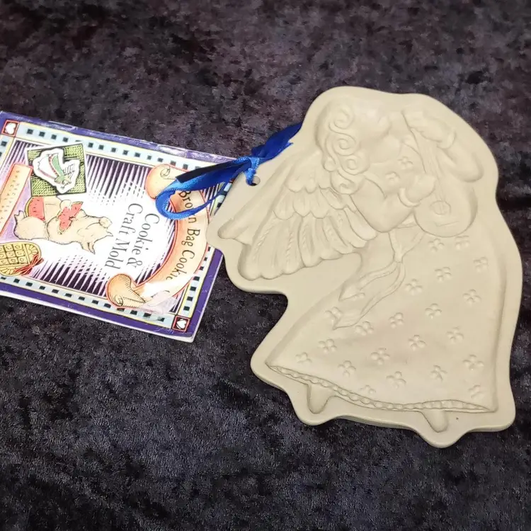 Vintage Brown  Cookie Art Mold - Angel with Flute