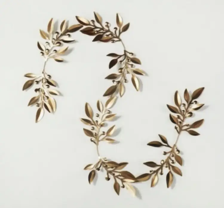 Hearth & Hand 5 Ft Decorative Brass Metal Leaf Garlands Holiday, Set of 2