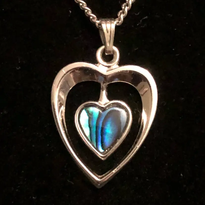 Silver-Tone Shell Double Heart Necklace