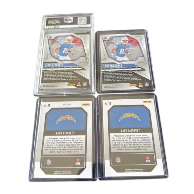 2024 Prizm Ladd McConkey Rookie Silver PSA 8/Green Pulsar/Green Wave/Base! Los Angeles Chargers