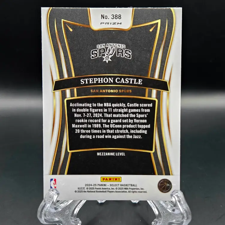 Stephon Castle 2024-25 Select Green Stars Prizm RC San Antonio Spurs