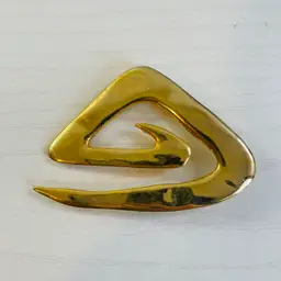 Vintage Gold Tone Spiral Brooch, Triangle Shape Retro Modern Style Bold 80s