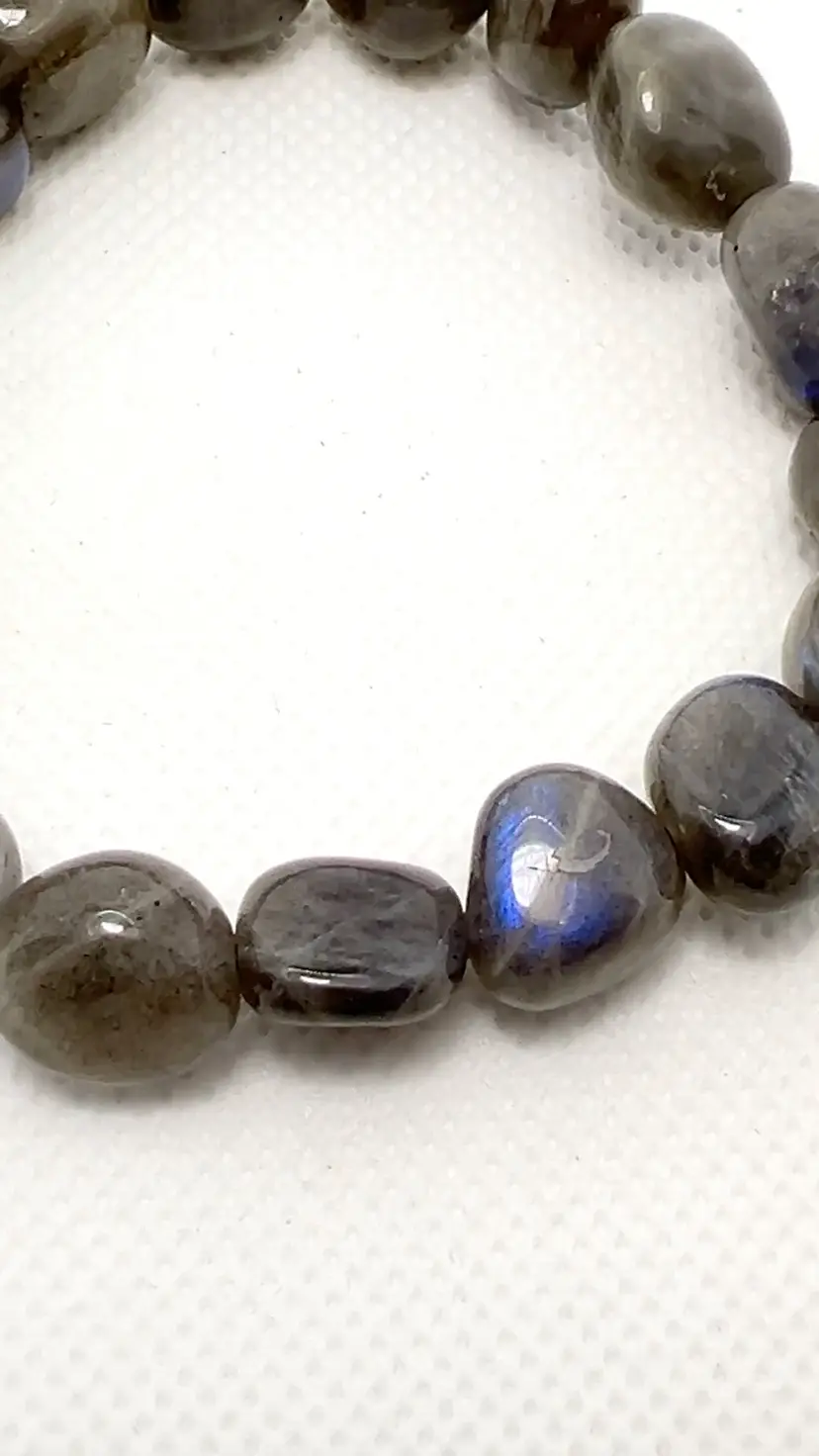 Labradorite Preform Tumbled Approx 10mm Beads.  7” Stretch Bracelet Jewelry