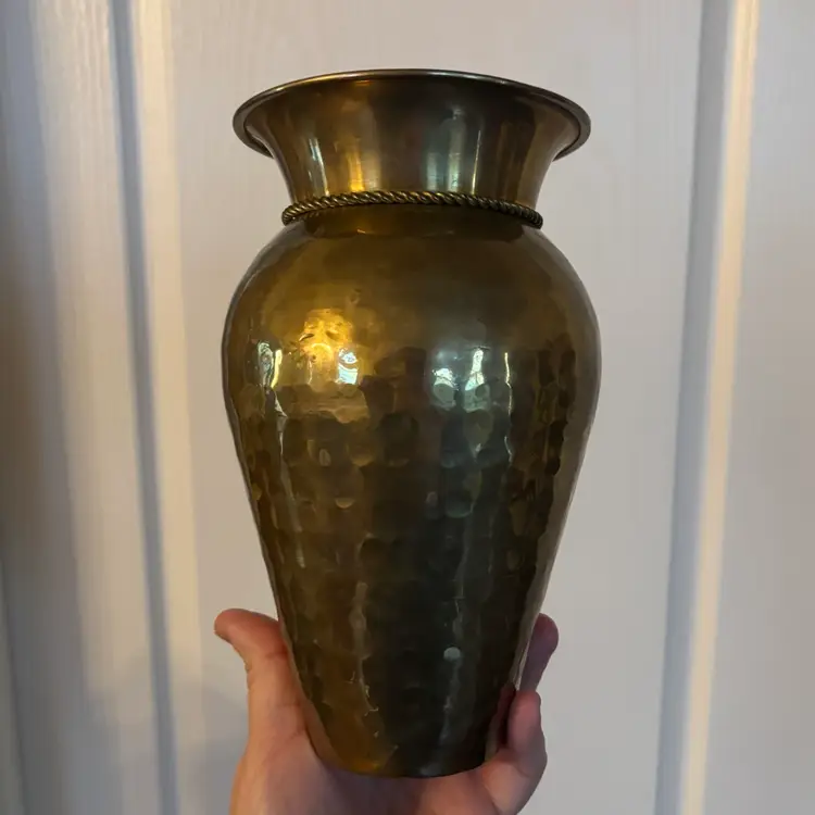 Vintage Solid Brass Rope & Tassels Vase