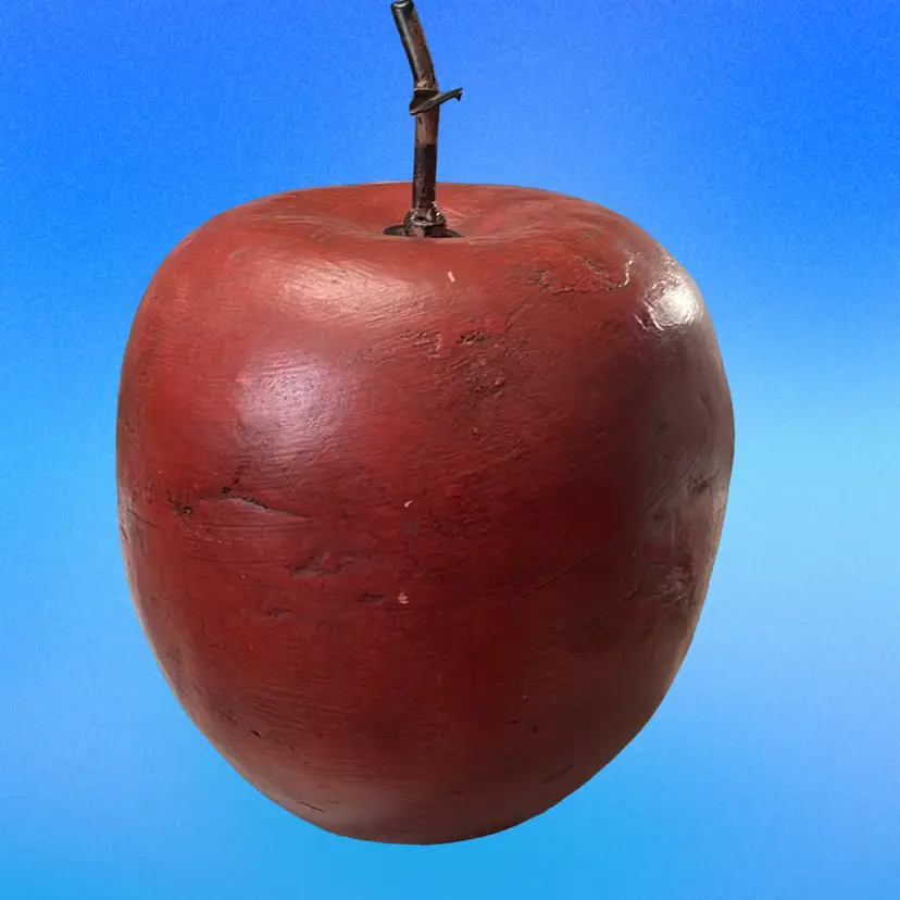 Large Decorative Ceramic Apple With Metal Stem