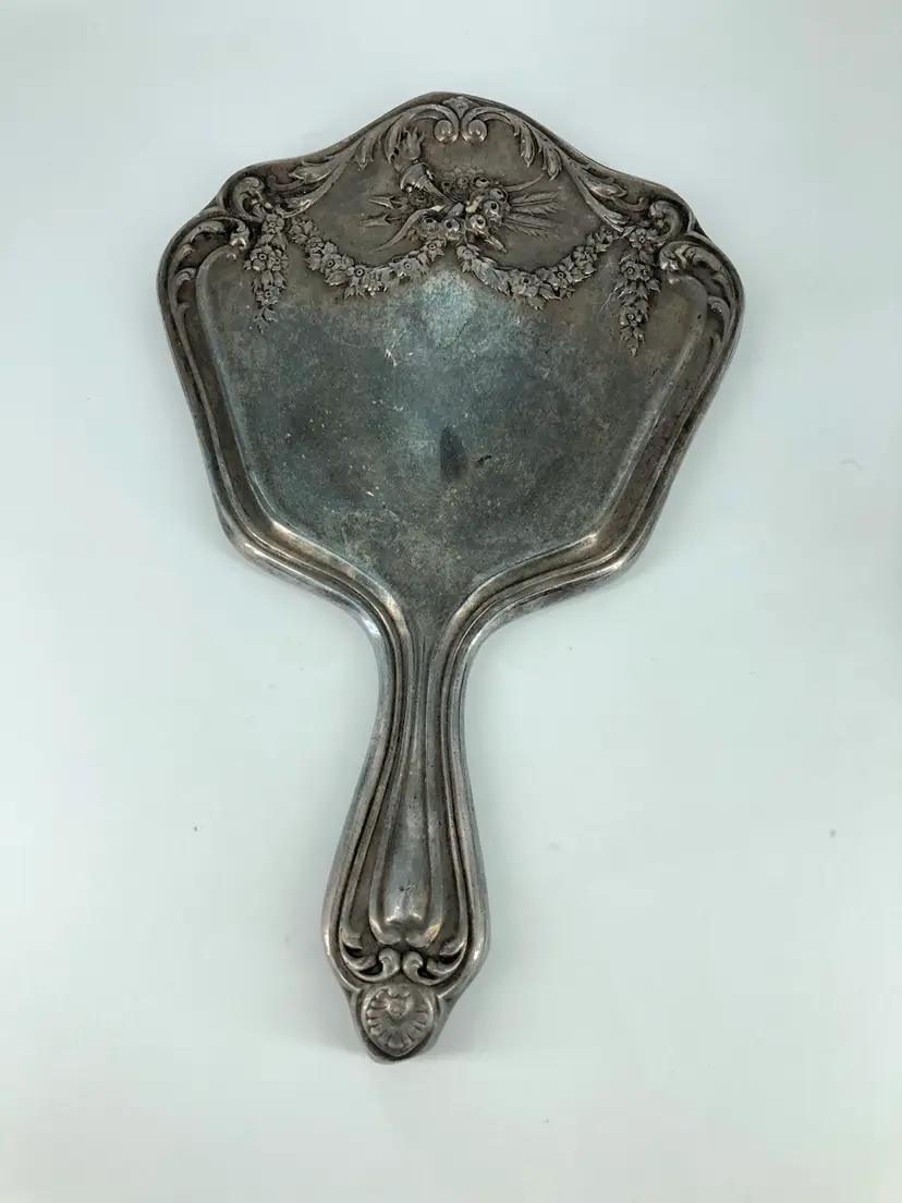 Antique Simpson, Miller, Hall & Co 622 Silver Vanity Hand Mirror