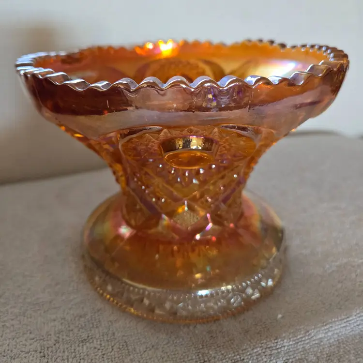 Imperial Marigold Carnival Glass Punch Bowl Base Or Candy Dish Or Vase- Base Only-