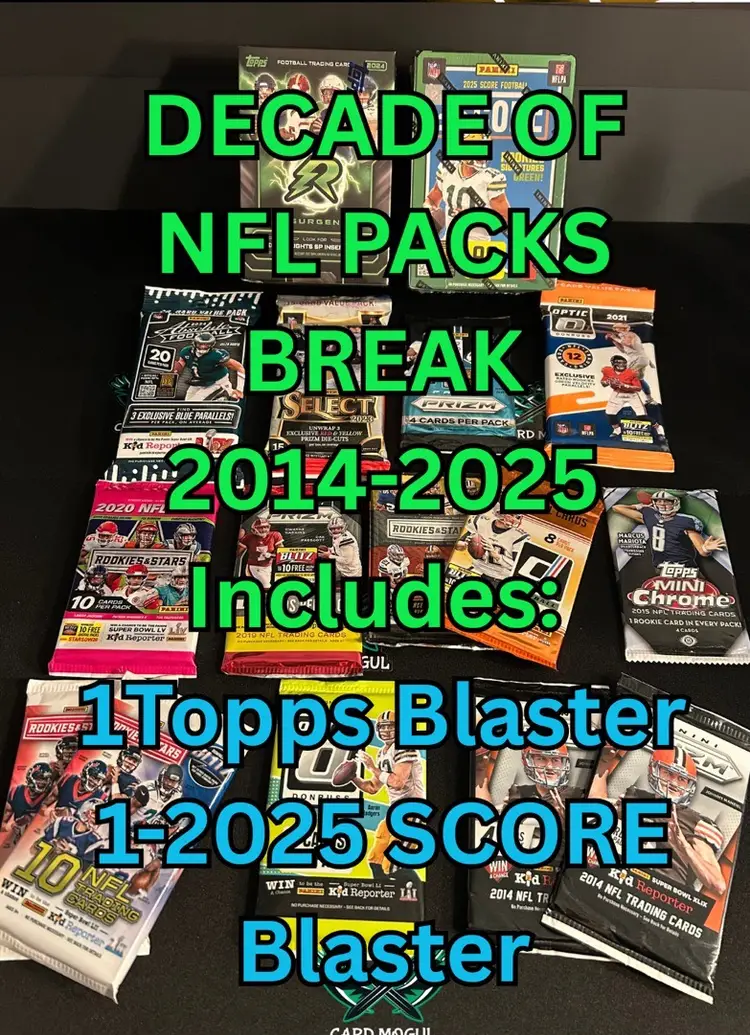 2014-2025 Team Break NFL Packs From Every Year Between 14-25, Includes A 2025 Score Blaster Box And a 2024 Topps Blaster Box