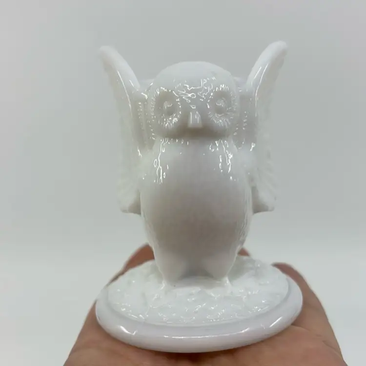 Westmoreland Milk Glass Owl Toothpick Holder 3”