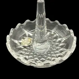 Vintage Crystal Ring Dish With Faceted Bottom No Chips Or Cracks Valentines Day Love Ring