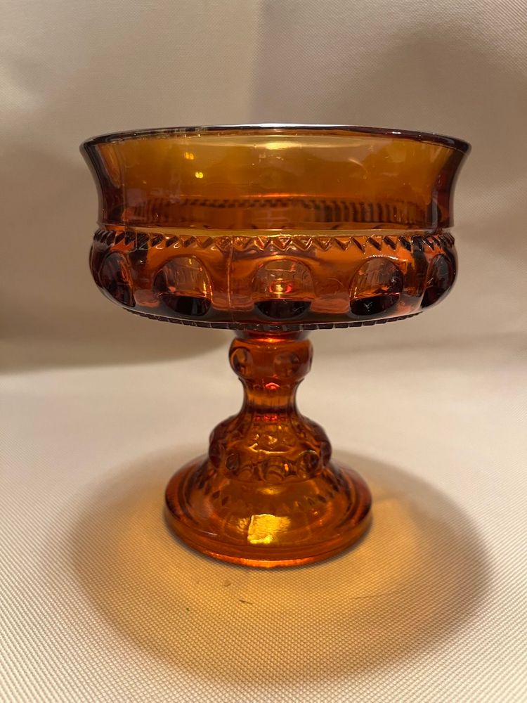Vintage Amber Indiana Glass Kings Crown Candy Dish