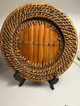 Rattan Plate Charger Round Woven Bamboo Sturdy 13 “